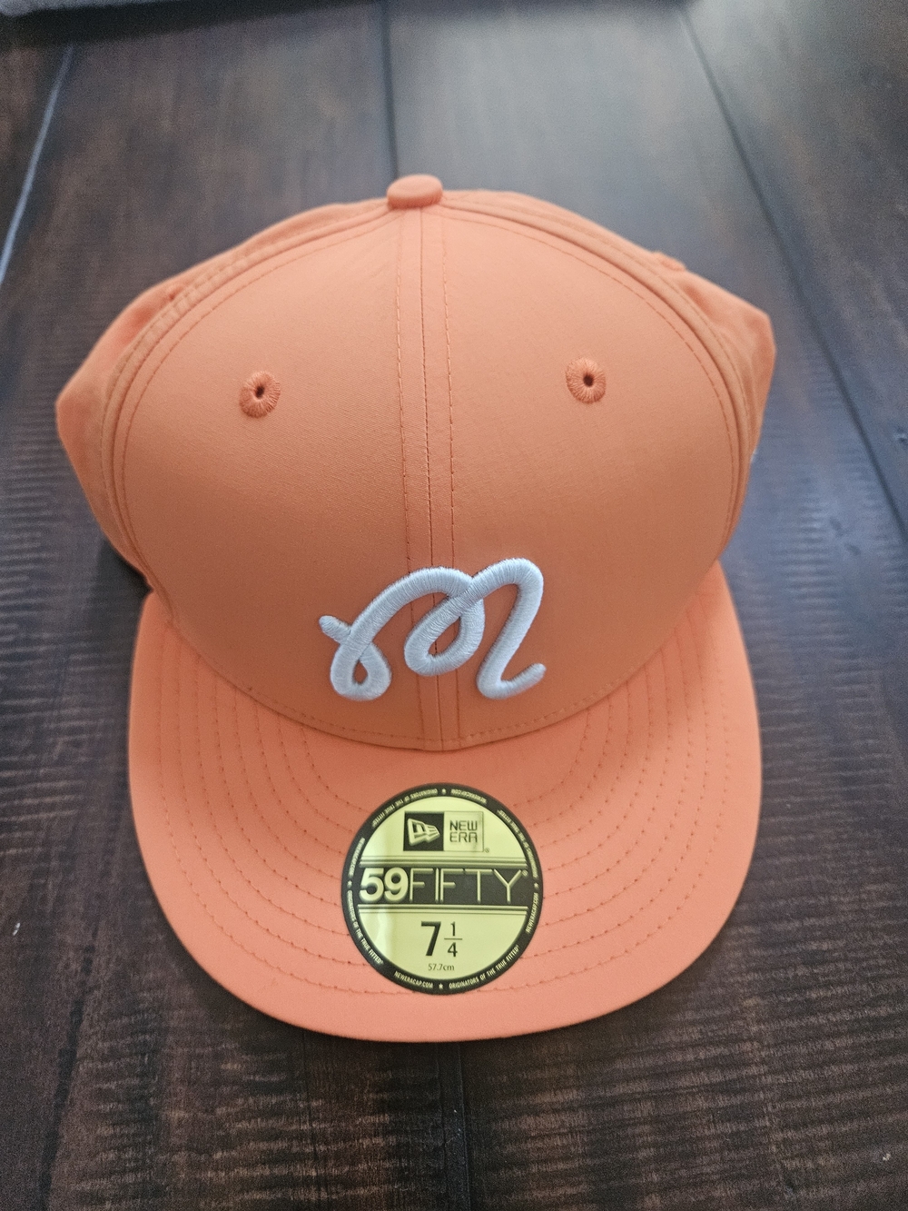 New Era Orange 59FIFTY Fitted Hat with White Script Logo